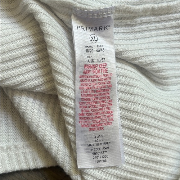 Primark | Disney Mickey Mouse Oversized Off White Ribbed Long Sleeve Size XL - Picture 8 of 11